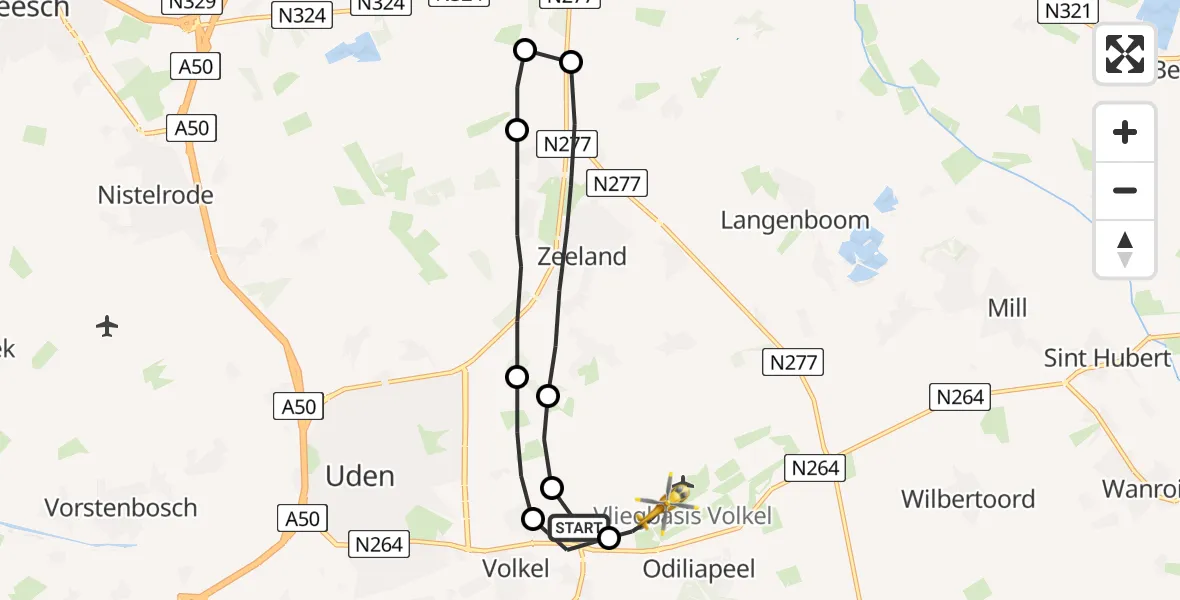 Vluchtroute Traumahelikopter Vliegbasis Volkel - Vliegbasis Volkel, 08 februari 2023, 11:02