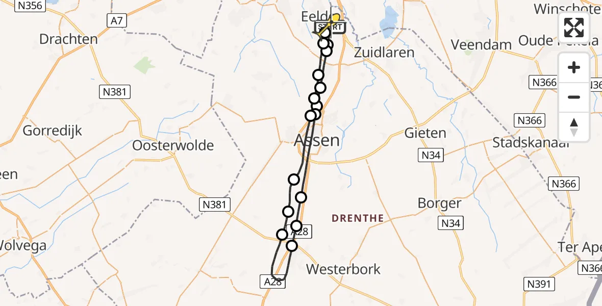 Routekaart van de vlucht: Lifeliner 4 naar Groningen Airport Eelde
