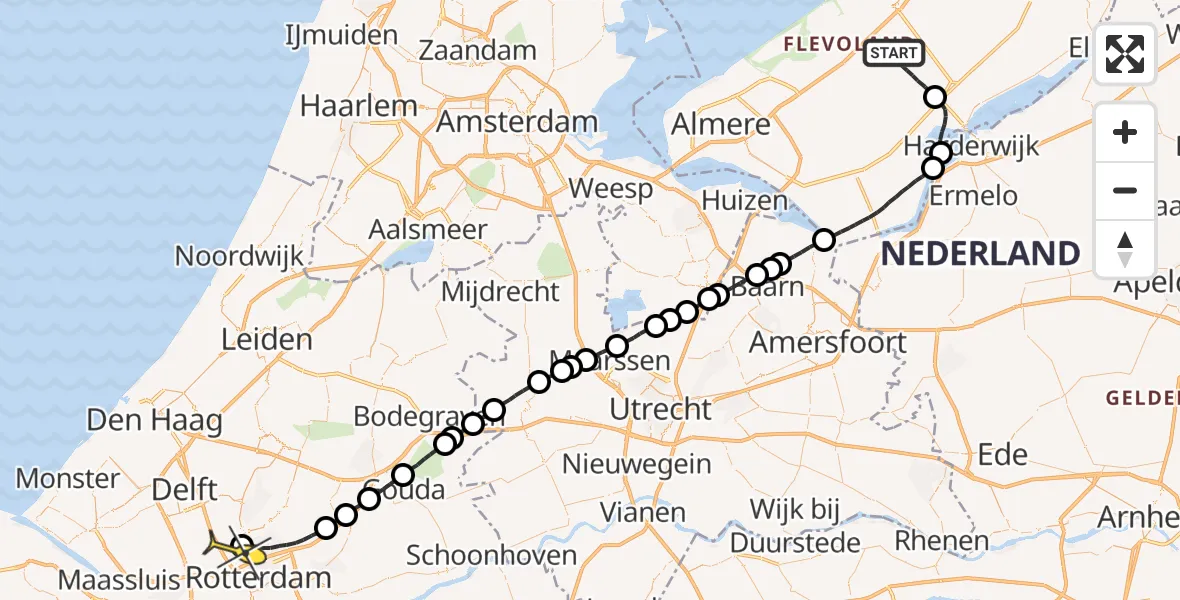 Routekaart van de vlucht: Lifeliner 2 naar Rotterdam The Hague Airport