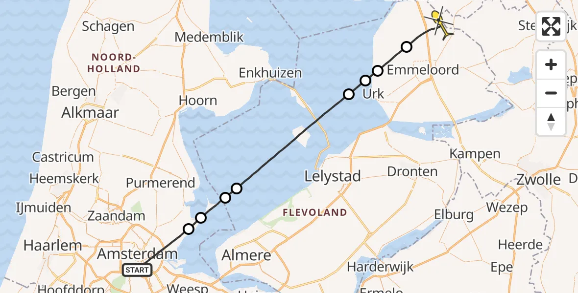 Routekaart van de vlucht: Lifeliner 1 naar Bant