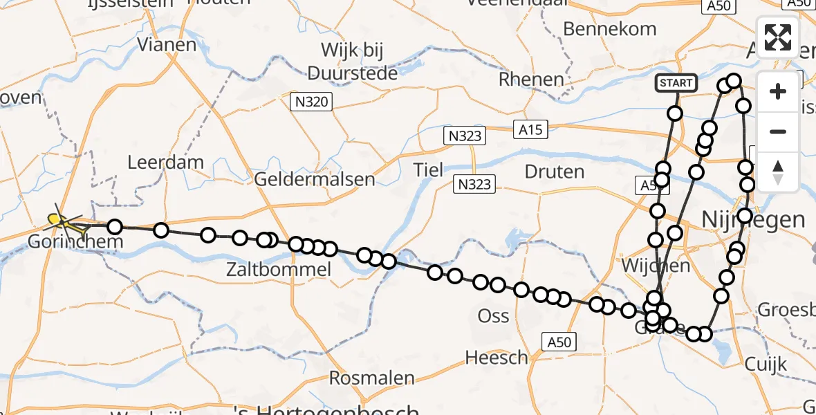Routekaart van de vlucht: Lifeliner 3 naar Gorinchem