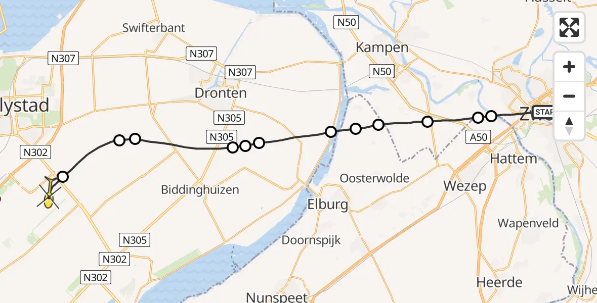 Routekaart van de vlucht: Lifeliner 1 naar Lelystad Airport