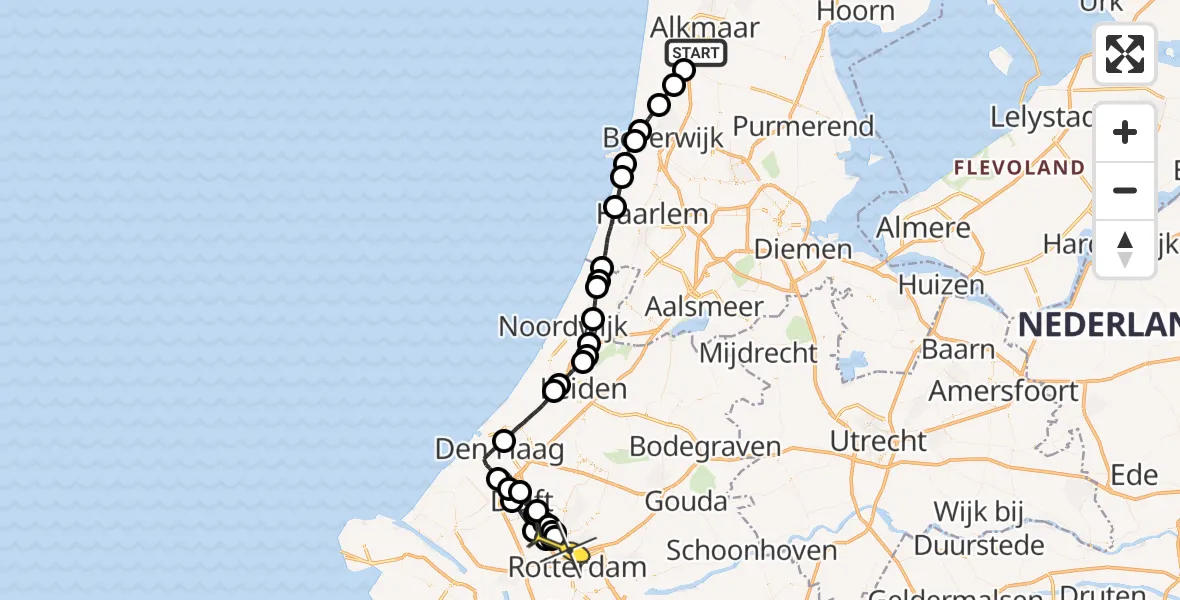 Routekaart van de vlucht: Lifeliner 2 naar Rotterdam The Hague Airport