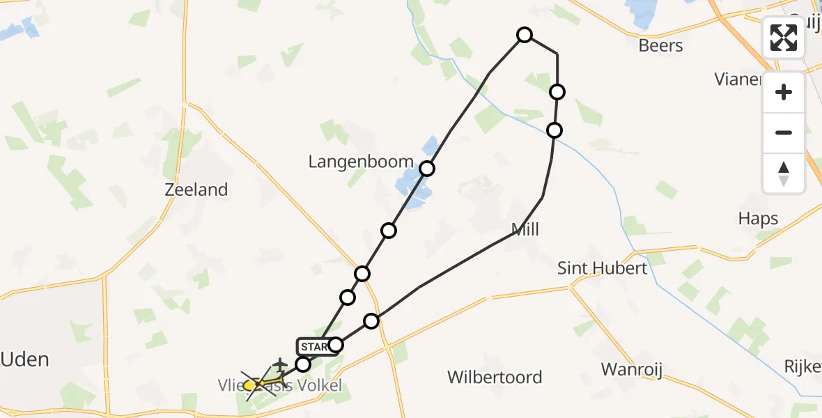 Routekaart van de vlucht: Lifeliner 3 naar Vliegbasis Volkel