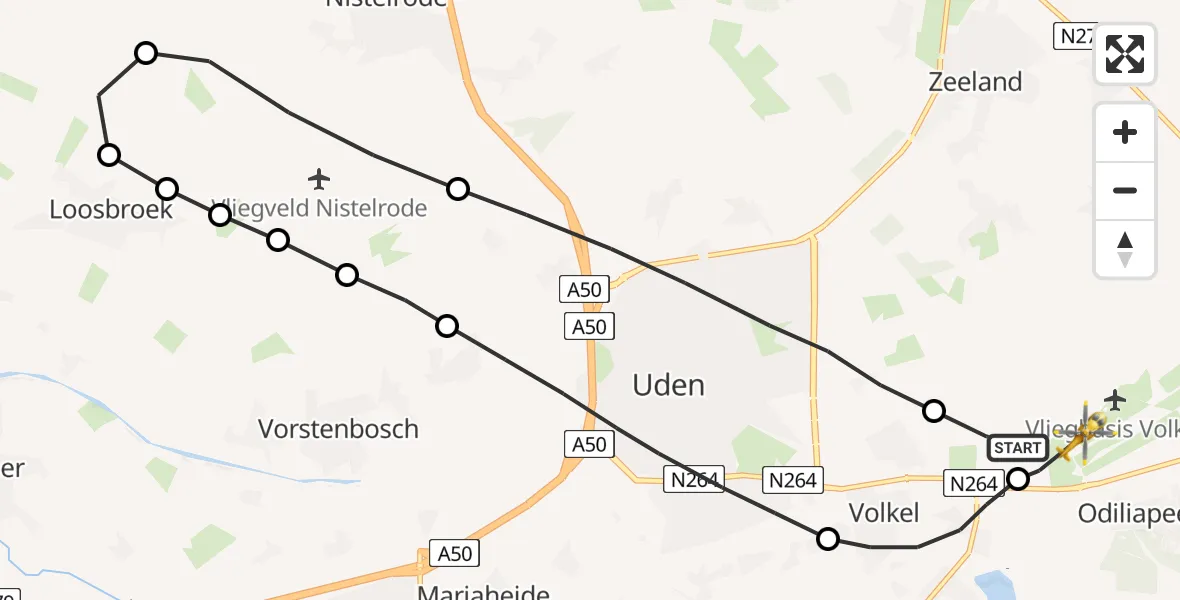 Vluchtroute Traumahelikopter Vliegbasis Volkel - Vliegbasis Volkel, 08 februari 2023, 18:10