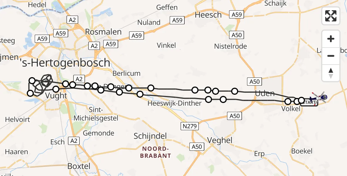 Vluchtroute Politiehelikopter Vliegbasis Volkel - Vliegbasis Volkel, 08 februari 2023, 18:40
