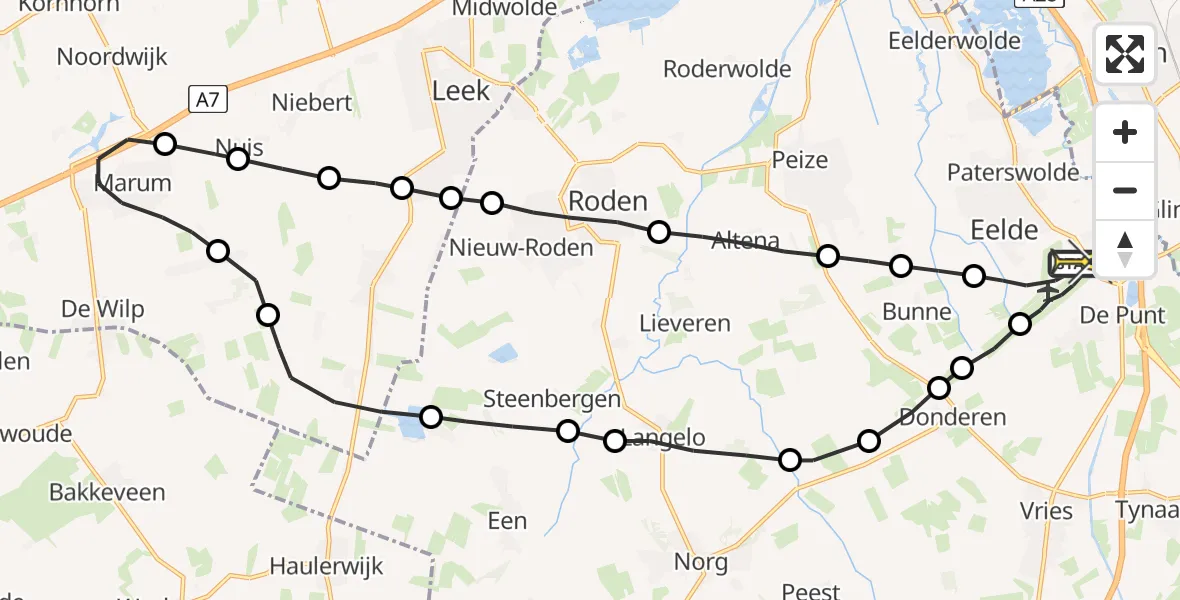 Routekaart van de vlucht: Lifeliner 4 naar Groningen Airport Eelde