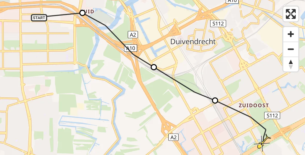 Routekaart van de vlucht: Lifeliner 1 naar Amsterdam