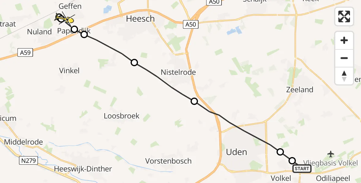 Routekaart van de vlucht: Lifeliner 3 naar Geffen