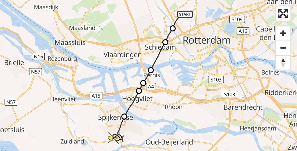 Routekaart van de vlucht: Lifeliner 2 naar Spijkenisse