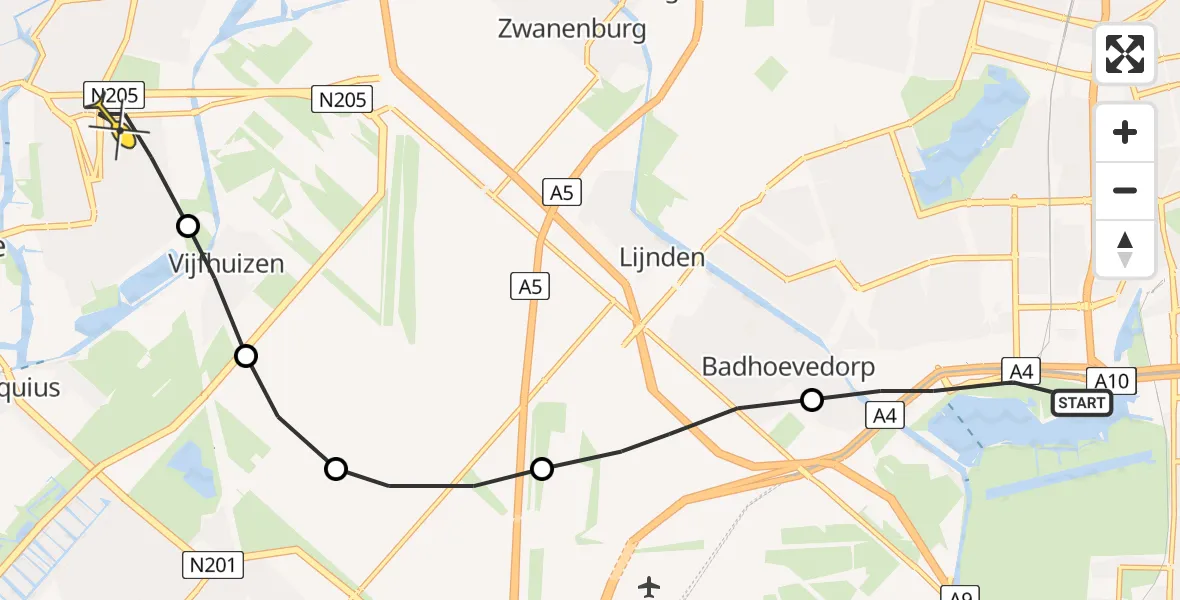 Routekaart van de vlucht: Lifeliner 1 naar Haarlem