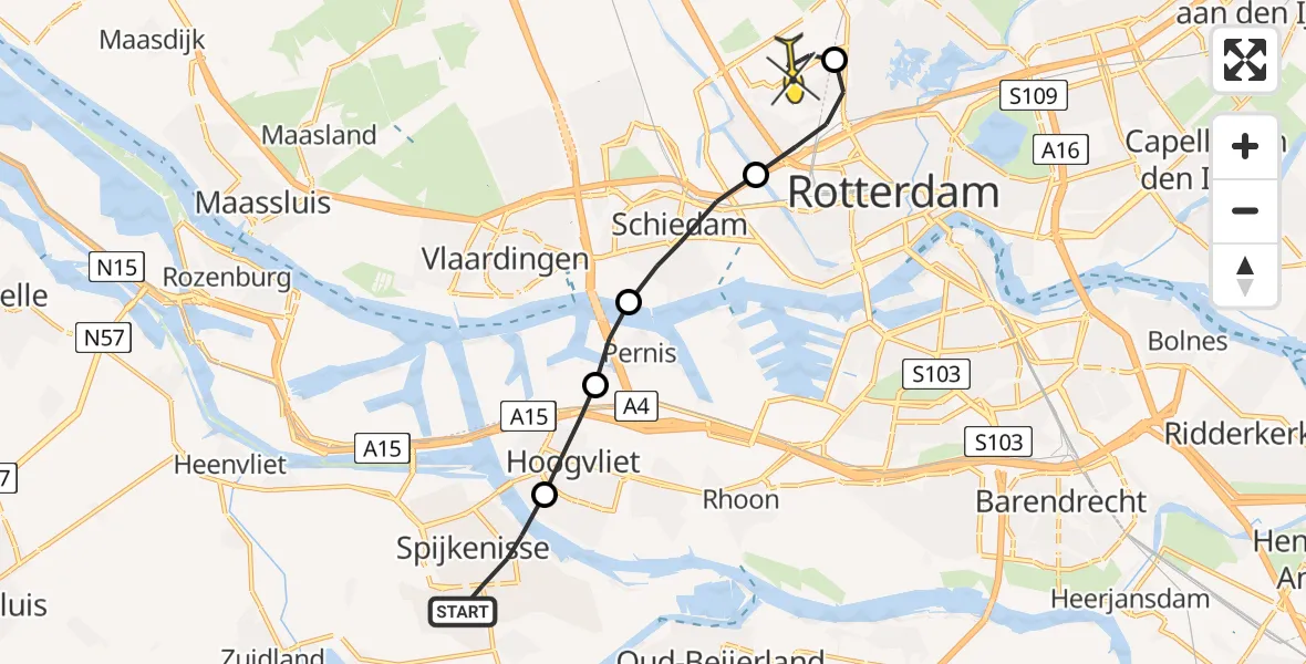 Routekaart van de vlucht: Lifeliner 2 naar Rotterdam The Hague Airport