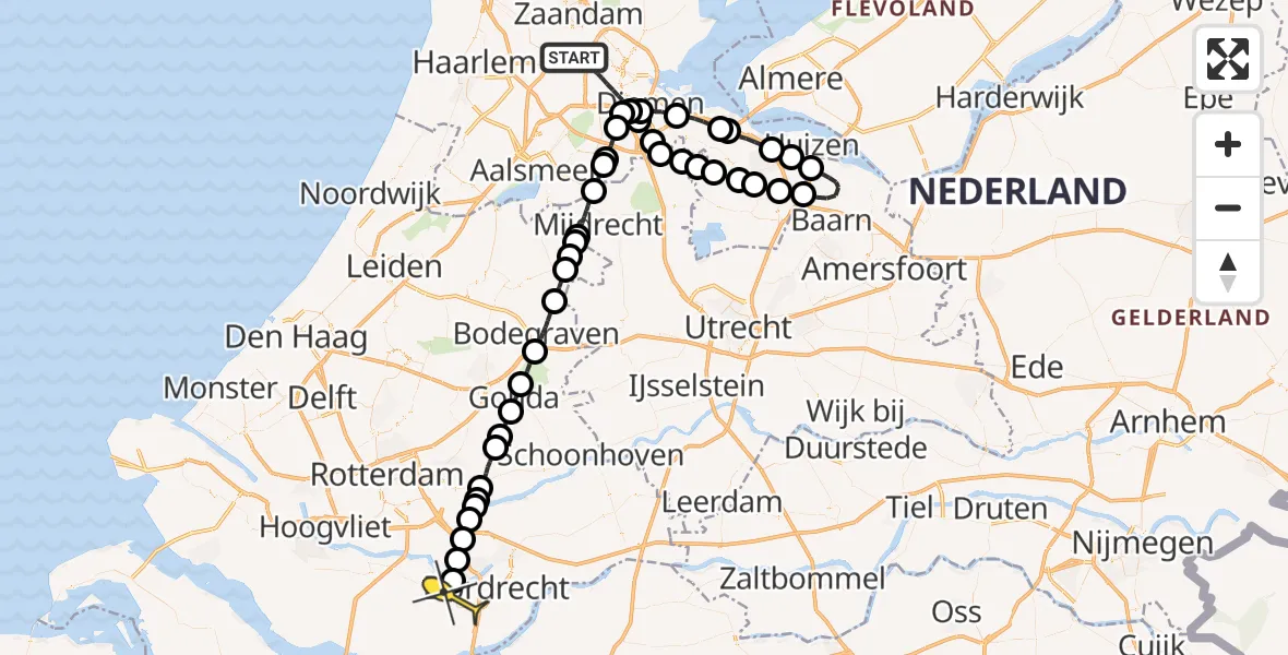 Routekaart van de vlucht: Lifeliner 1 naar 's-Gravendeel