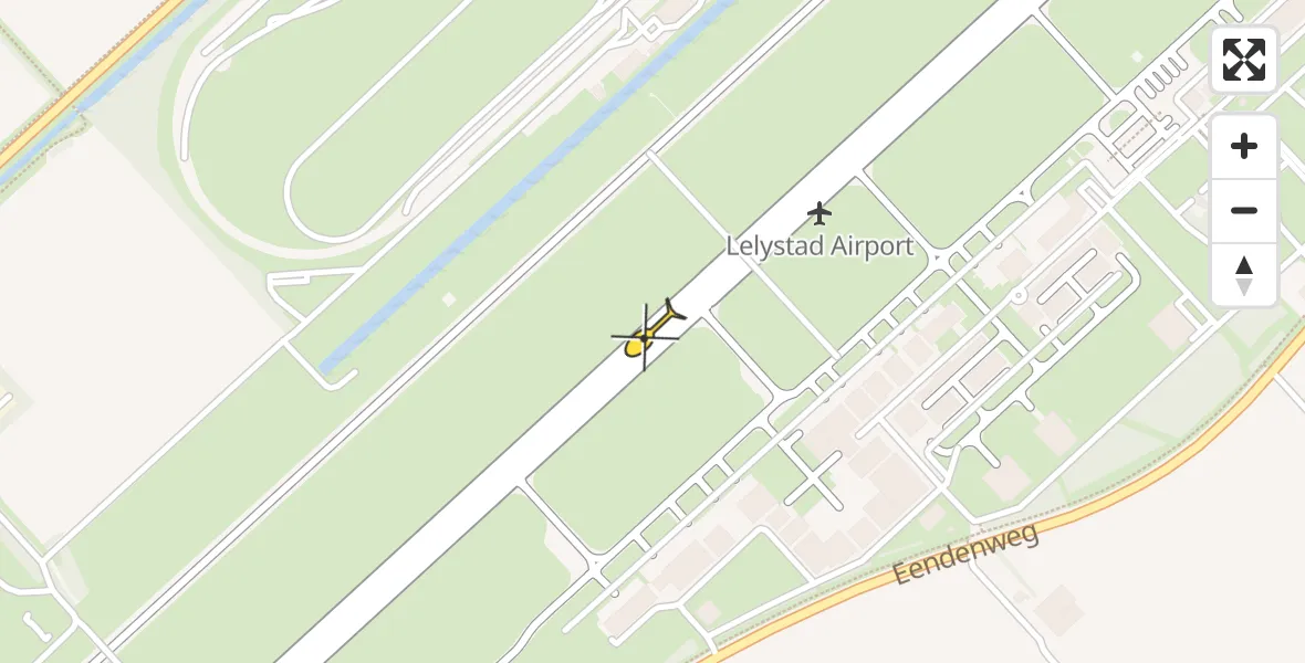 Vluchtroute Traumahelikopter van Lelystad Airport naar Lelystad Airport