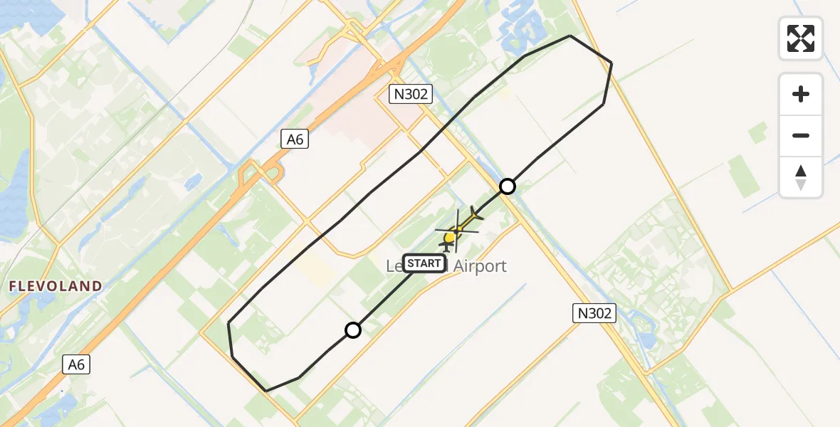 Routekaart van de vlucht: Traumaheli naar Lelystad Airport