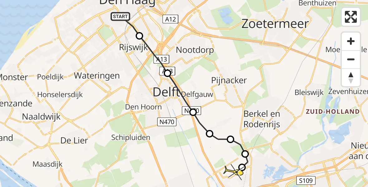 Routekaart van de vlucht: Lifeliner 2 naar Rotterdam The Hague Airport