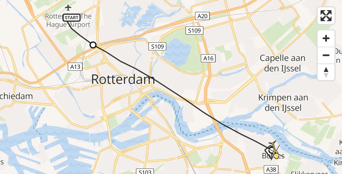 Routekaart van de vlucht: Lifeliner 2 naar Ridderkerk