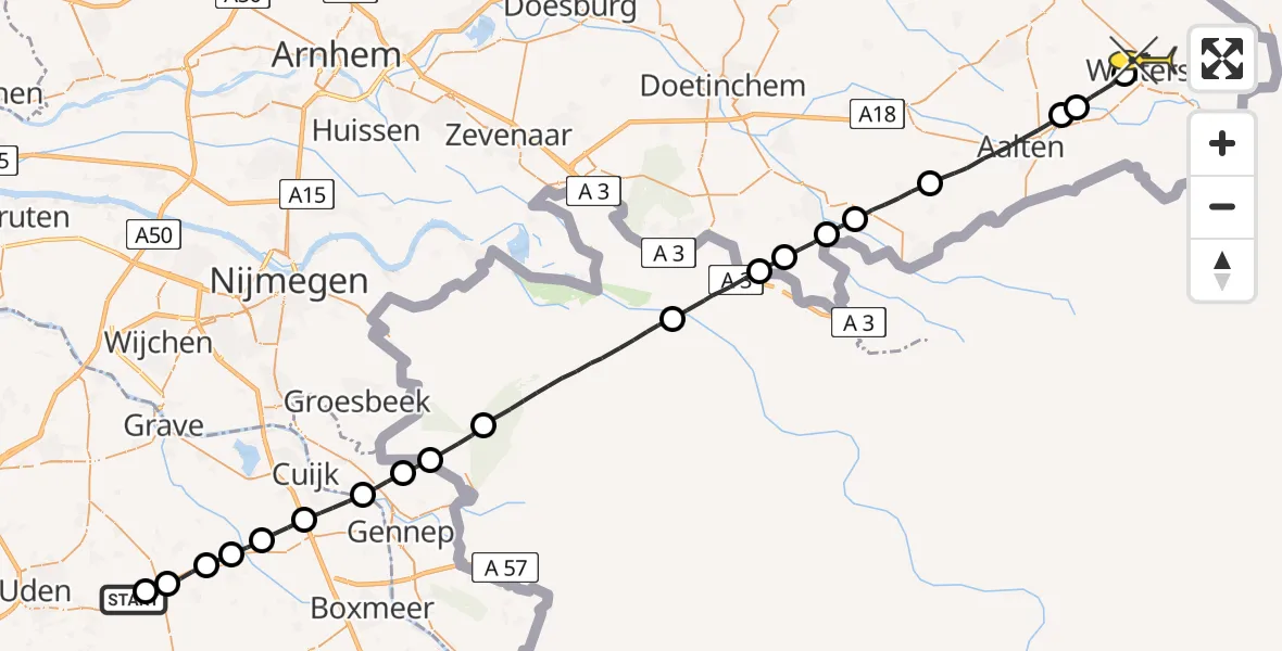 Routekaart van de vlucht: Lifeliner 3 naar Winterswijk