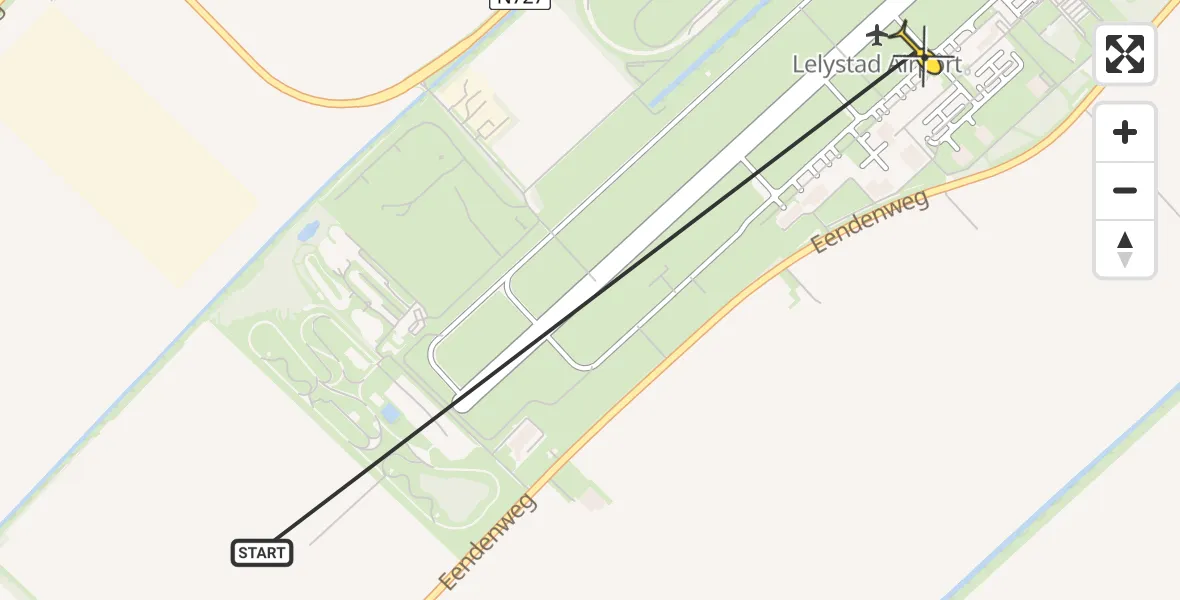 Routekaart van de vlucht: Traumahelikopter naar Lelystad Airport