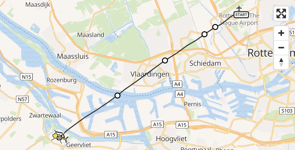 Routekaart van de vlucht: Lifeliner 2 naar Heenvliet