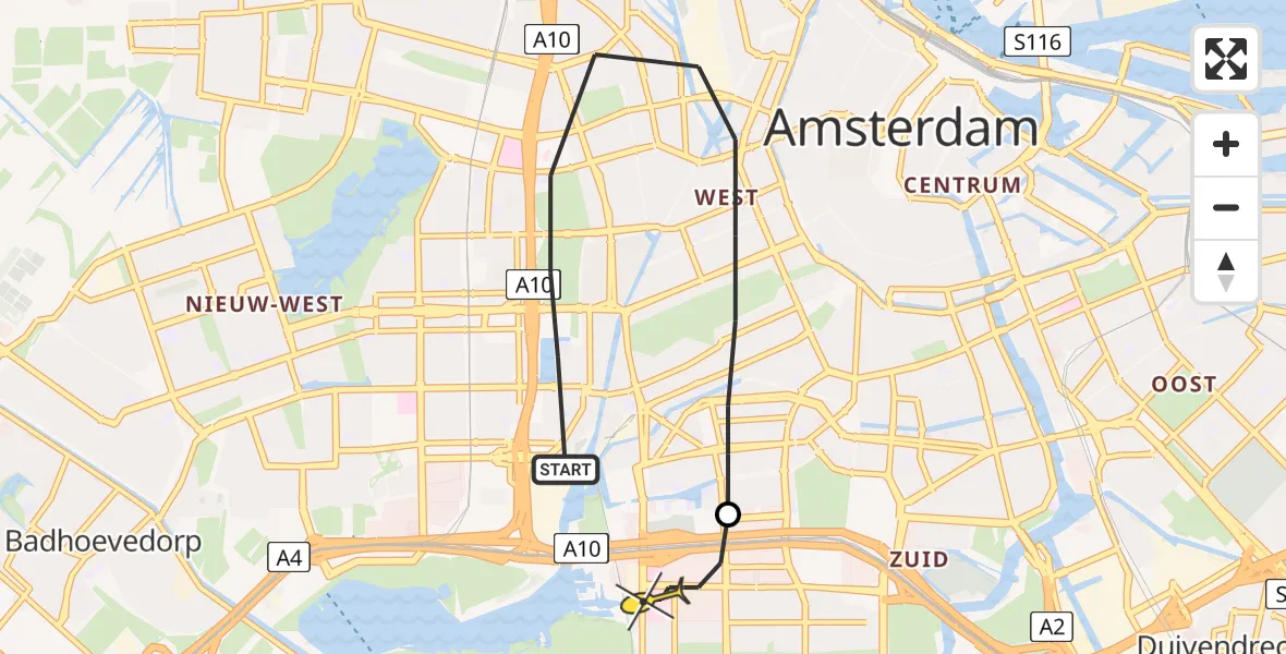 Routekaart van de vlucht: Lifeliner 1 naar VU Medisch Centrum Amsterdam