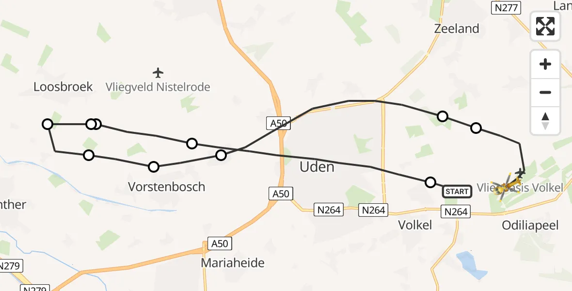 Vluchtroute Traumahelikopter Vliegbasis Volkel - Vliegbasis Volkel, 10 februari 2023, 11:11