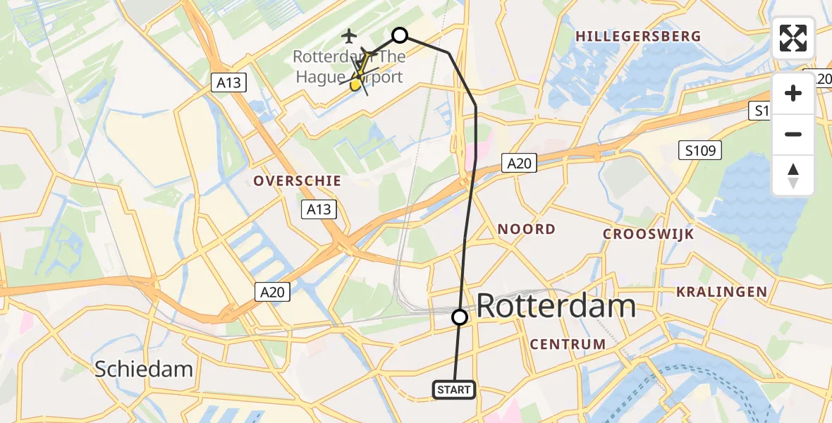 Routekaart van de vlucht: Lifeliner 2 naar Rotterdam The Hague Airport