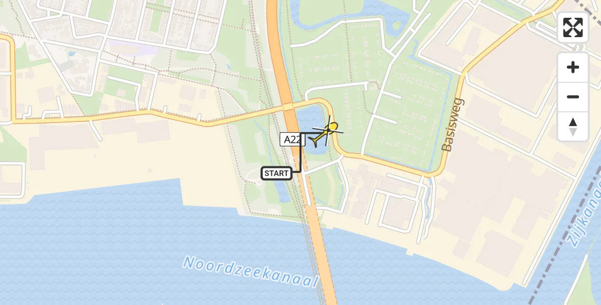 Routekaart van de vlucht: Politiehelikopter naar Velsen-Noord