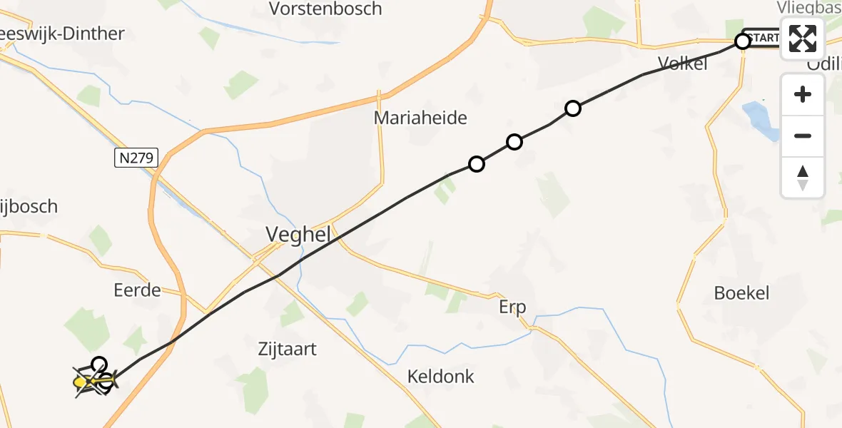 Routekaart van de vlucht: Lifeliner 3 naar Sint-Oedenrode