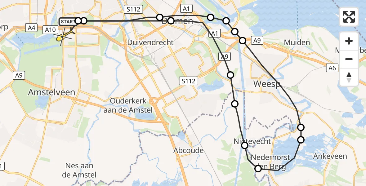 Routekaart van de vlucht: Lifeliner 1 naar VU Medisch Centrum Amsterdam