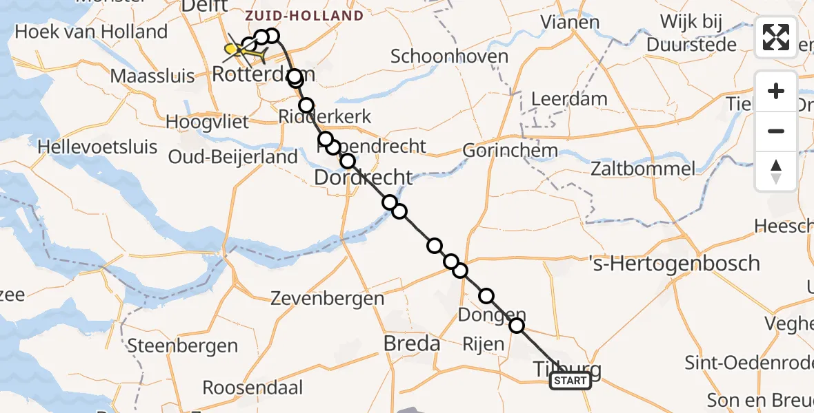 Routekaart van de vlucht: Lifeliner 2 naar Rotterdam The Hague Airport