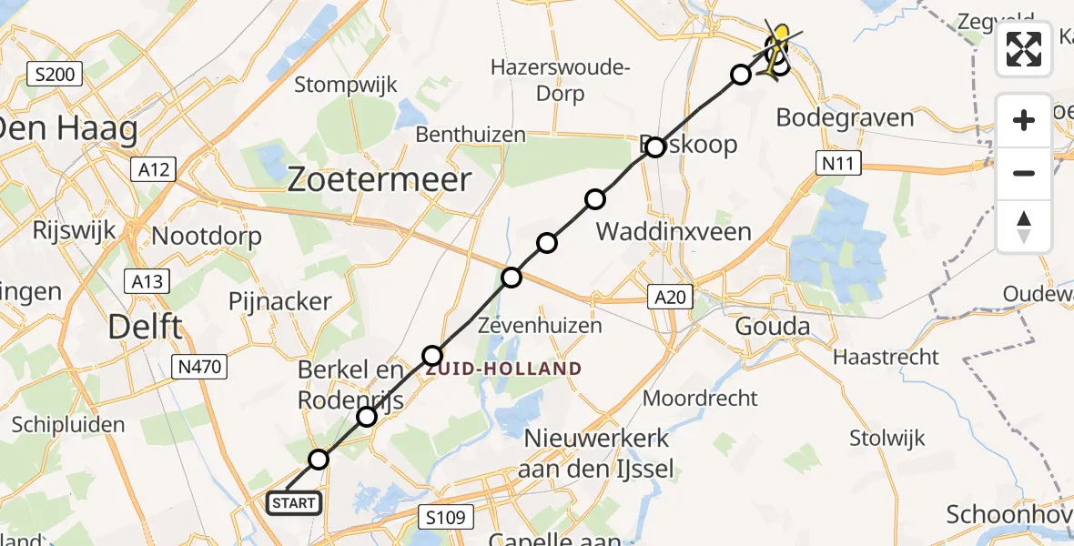 Routekaart van de vlucht: Lifeliner 2 naar Zwammerdam