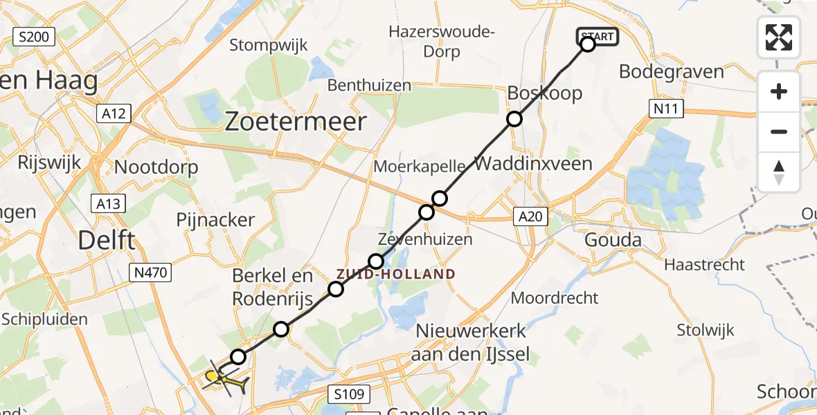 Routekaart van de vlucht: Lifeliner 2 naar Rotterdam The Hague Airport