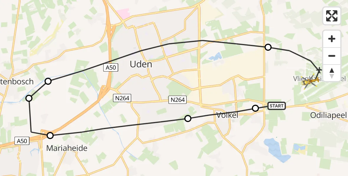 Vluchtroute Traumahelikopter Vliegbasis Volkel - Vliegbasis Volkel, 11 februari 2023, 09:10