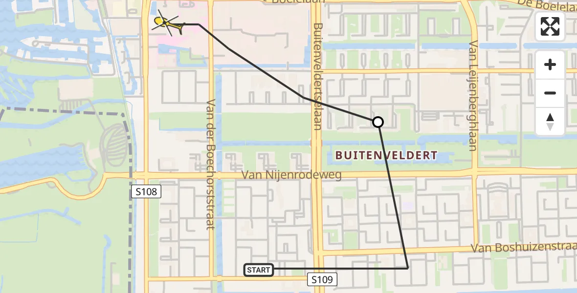 Routekaart van de vlucht: Lifeliner 1 naar VU Medisch Centrum Amsterdam