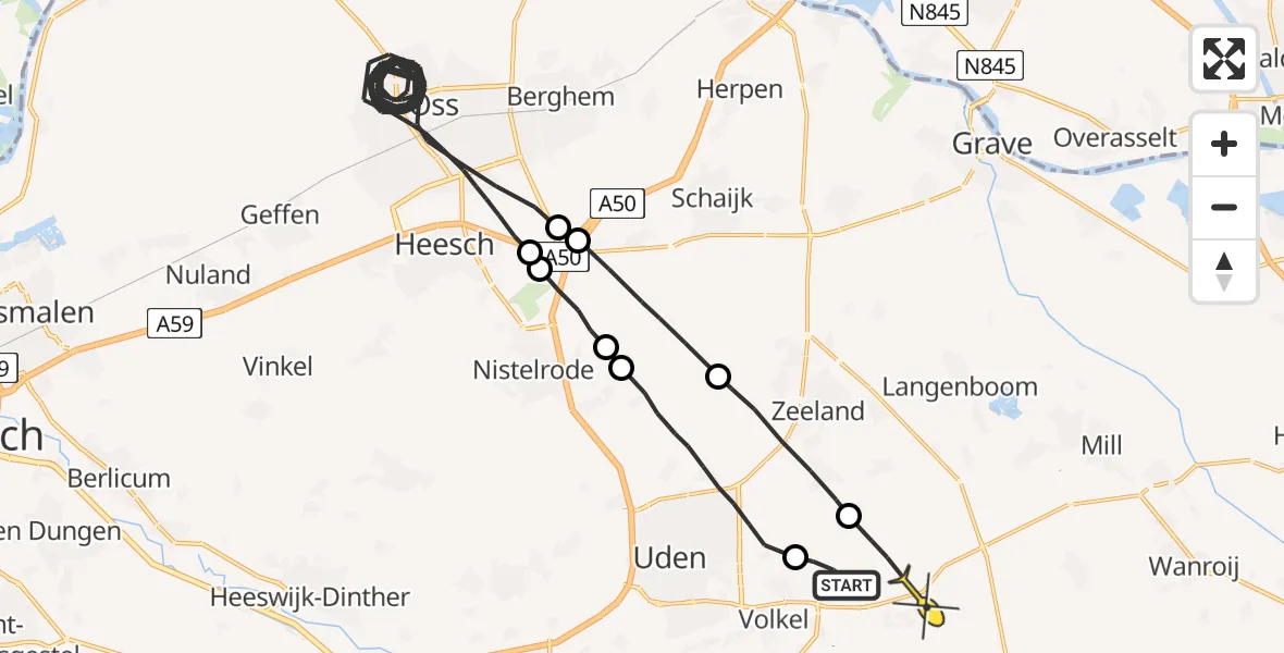 Routekaart van de vlucht: Politieheli naar Odiliapeel