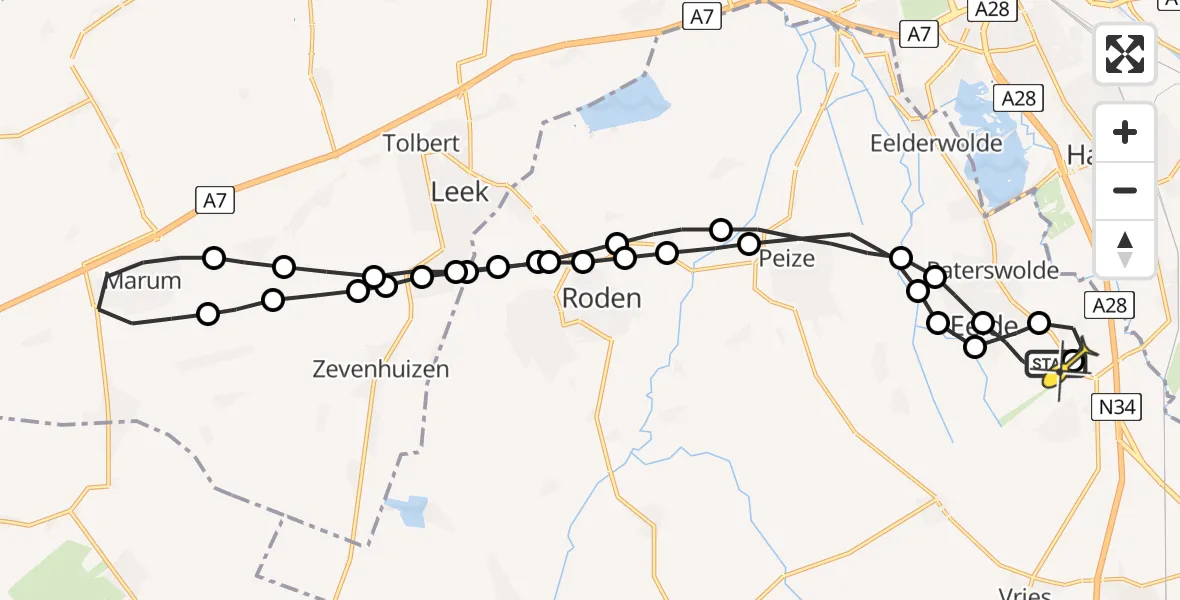 Routekaart van de vlucht: Lifeliner 4 naar Groningen Airport Eelde