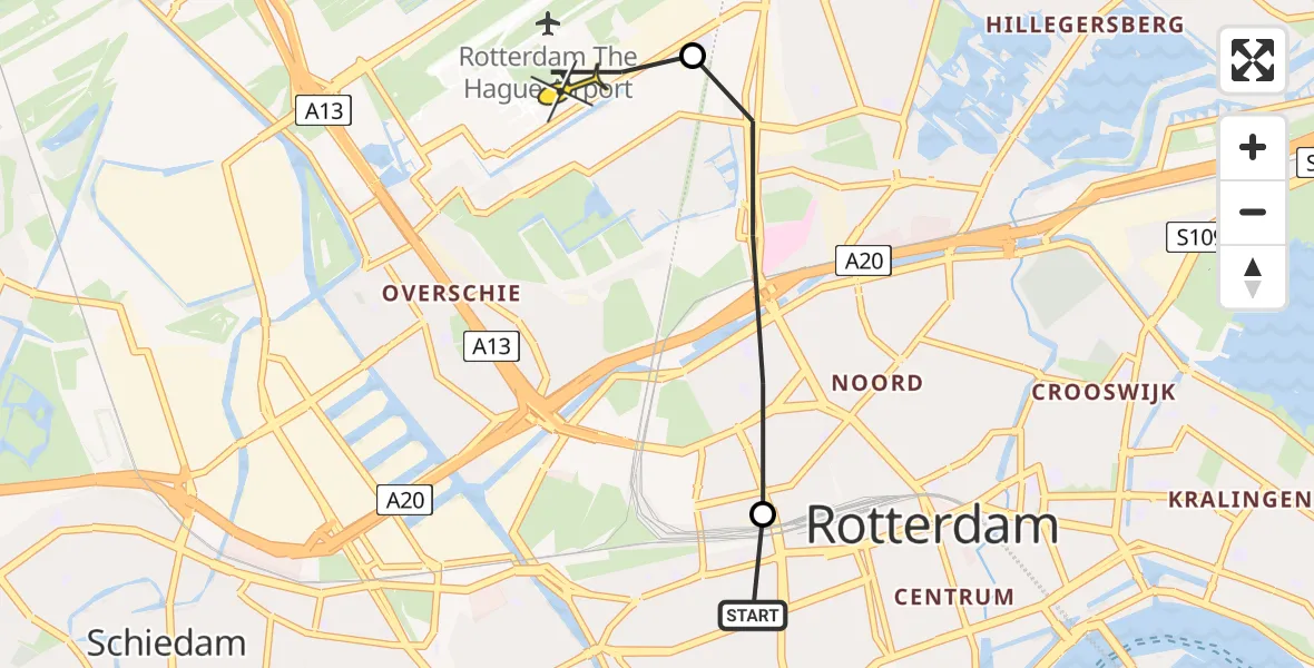 Routekaart van de vlucht: Lifeliner 2 naar Rotterdam The Hague Airport