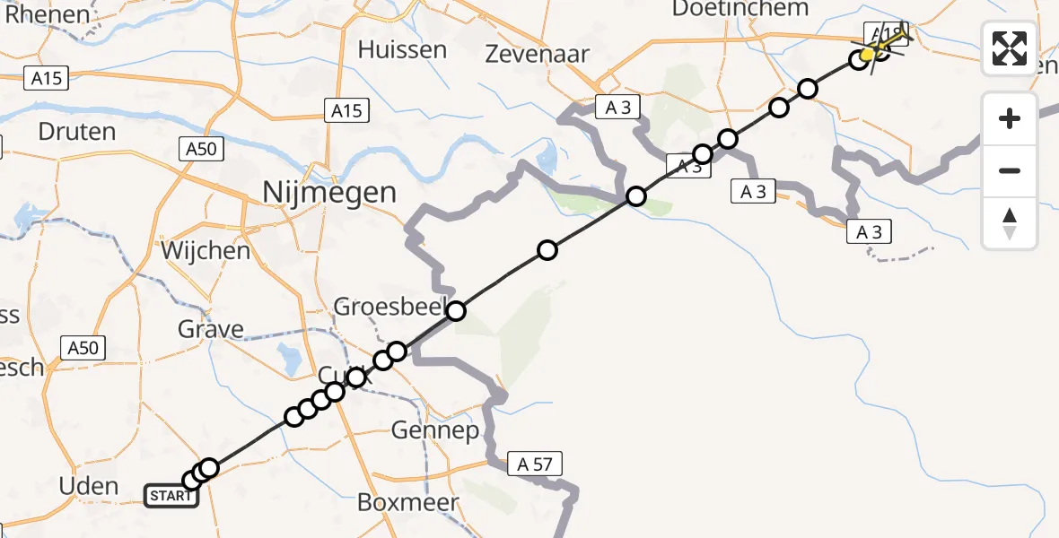 Routekaart van de vlucht: Lifeliner 3 naar Westendorp