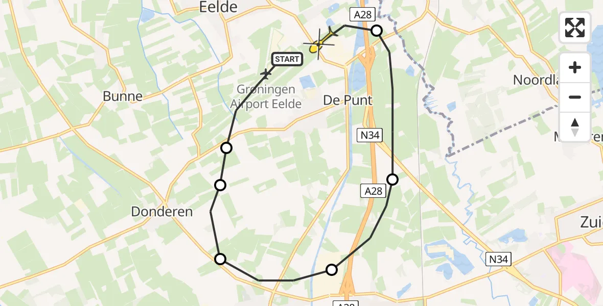 Routekaart van de vlucht: Lifeliner 4 naar Groningen Airport Eelde
