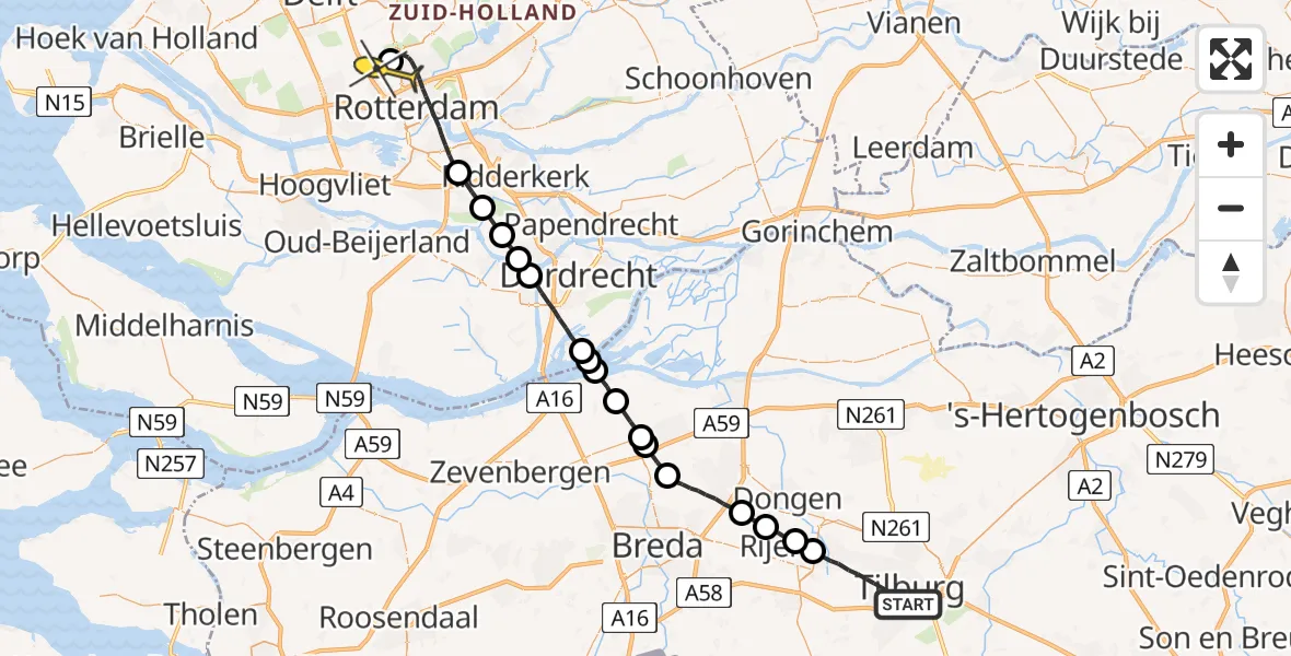 Routekaart van de vlucht: Lifeliner 2 naar Rotterdam The Hague Airport