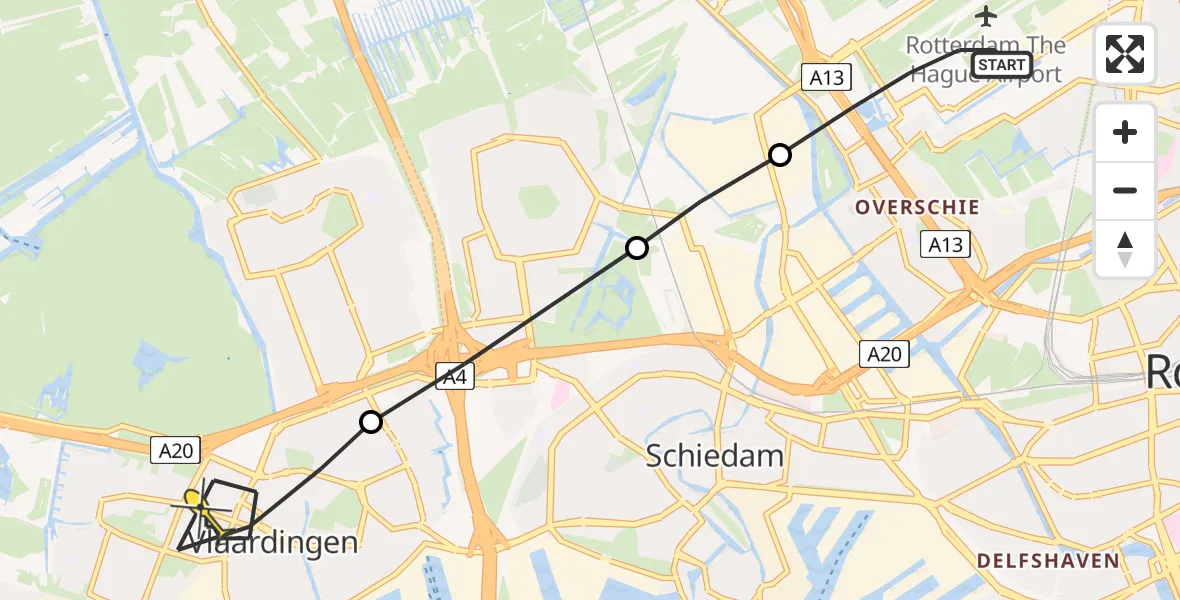 Routekaart van de vlucht: Lifeliner 2 naar Vlaardingen