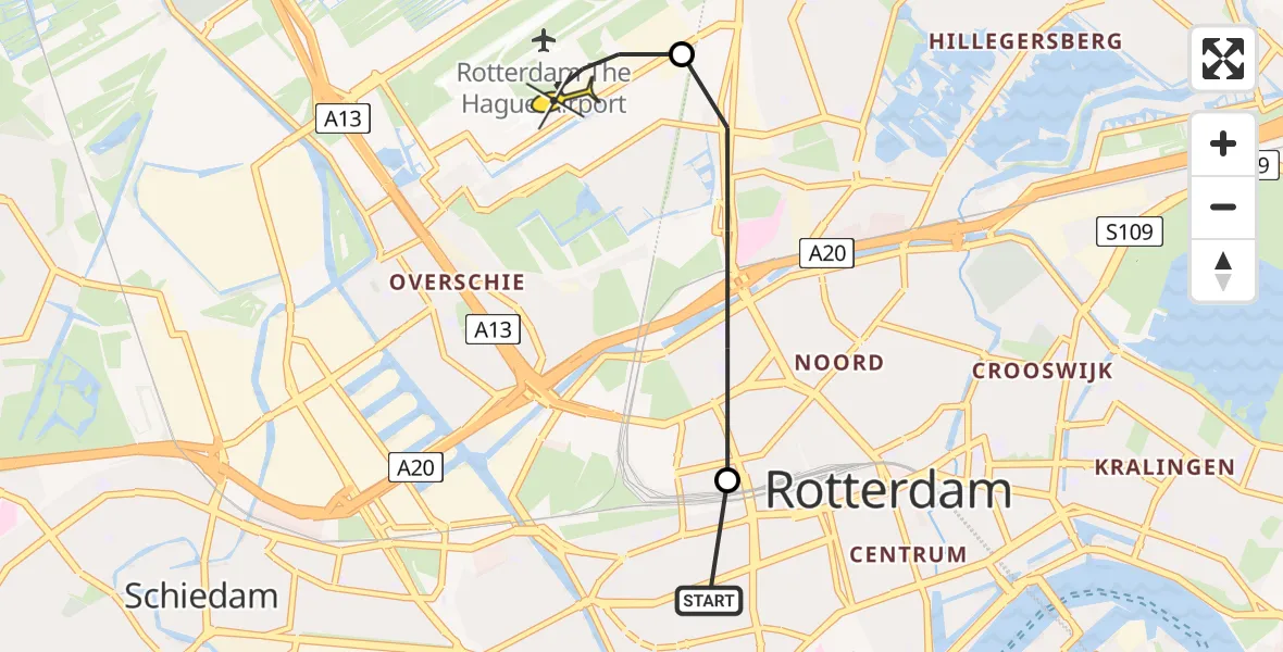 Routekaart van de vlucht: Lifeliner 2 naar Rotterdam The Hague Airport