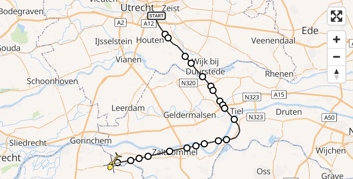 Routekaart van de vlucht: Lifeliner 3 naar Andel