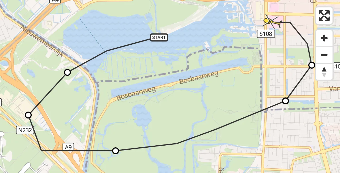 Routekaart van de vlucht: Lifeliner 1 naar VU Medisch Centrum Amsterdam