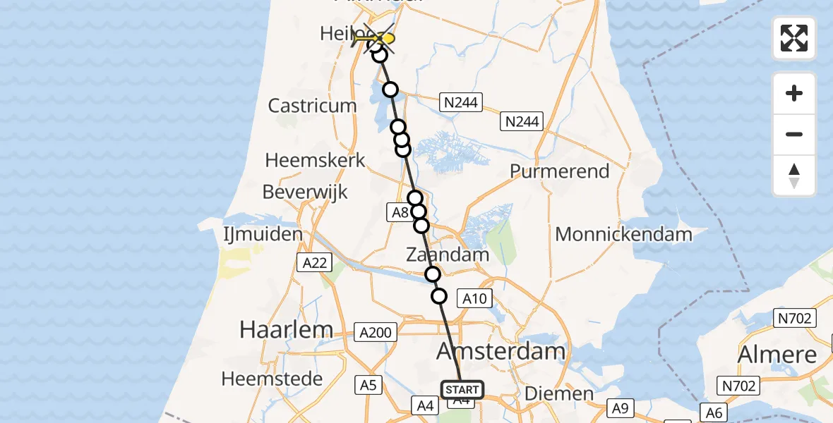 Routekaart van de vlucht: Lifeliner 1 naar Alkmaar