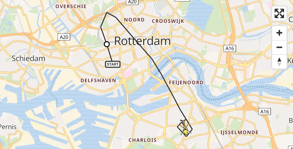 Routekaart van de vlucht: Lifeliner 2 naar Rotterdam