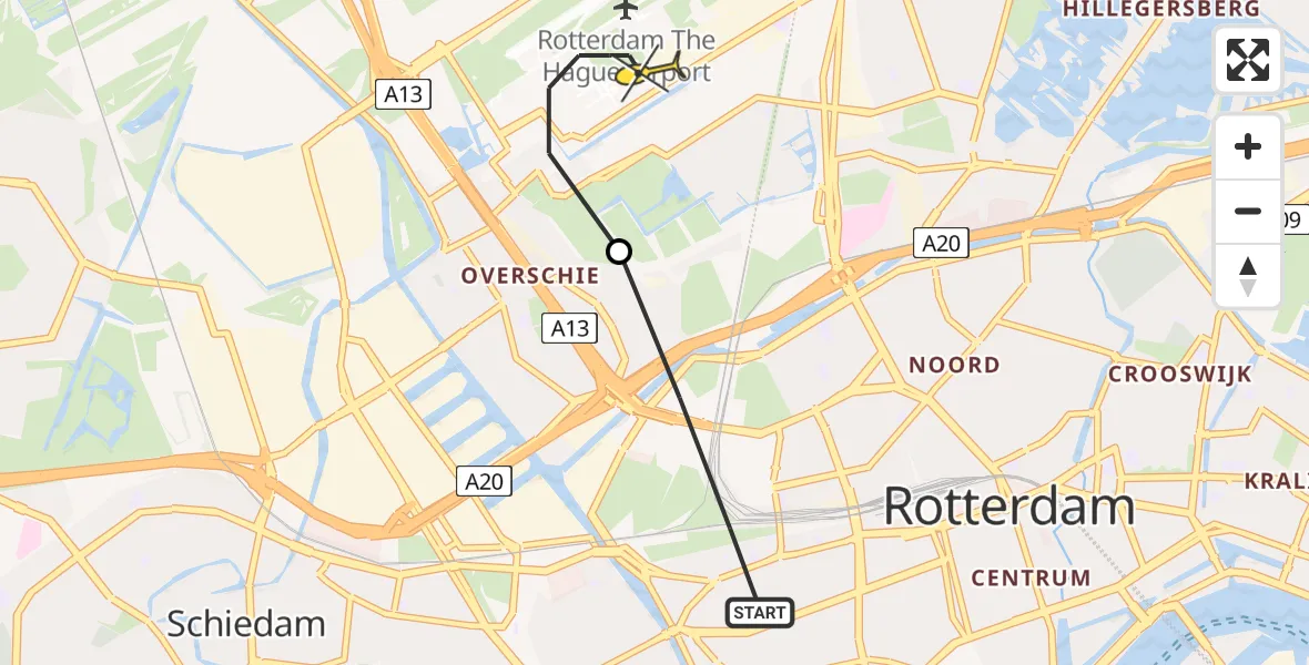 Routekaart van de vlucht: Lifeliner 2 naar Rotterdam The Hague Airport