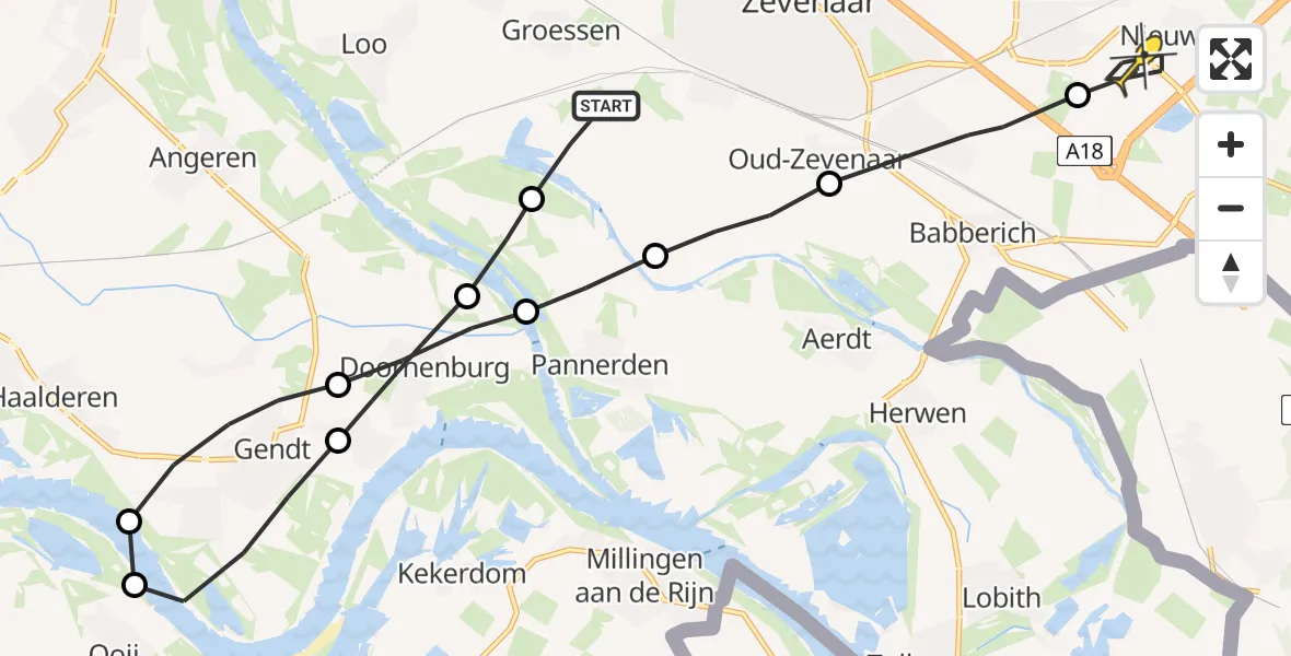 Routekaart van de vlucht: Lifeliner 3 naar Didam