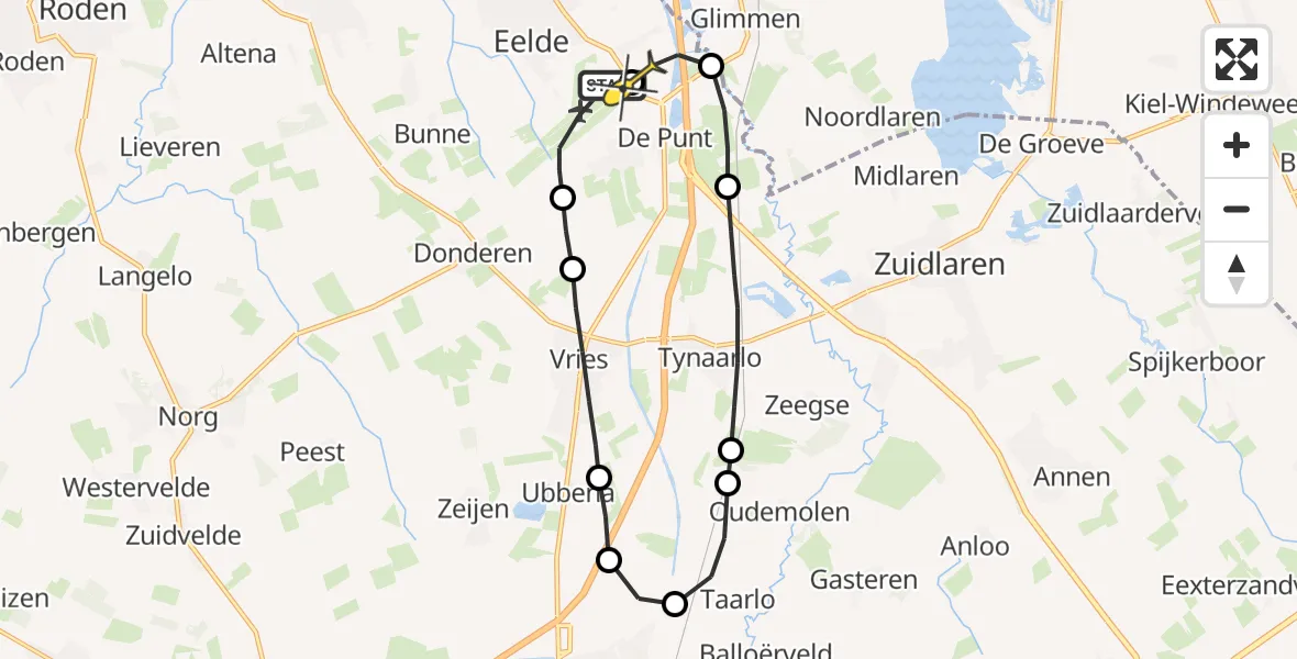Routekaart van de vlucht: Lifeliner 4 naar Groningen Airport Eelde